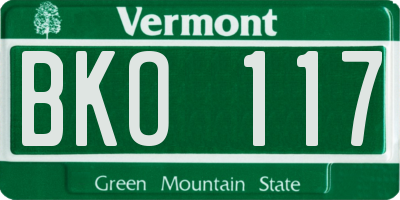 VT license plate BKO117