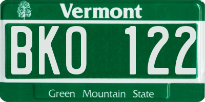 VT license plate BKO122