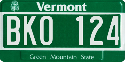 VT license plate BKO124