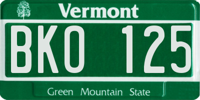 VT license plate BKO125