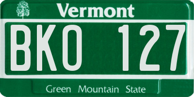 VT license plate BKO127