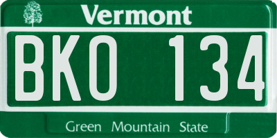 VT license plate BKO134