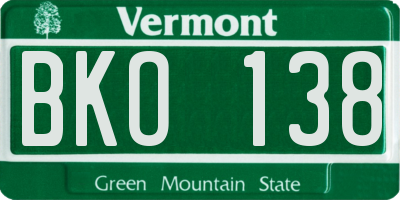 VT license plate BKO138