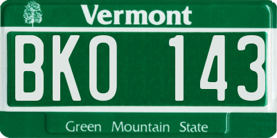 VT license plate BKO143