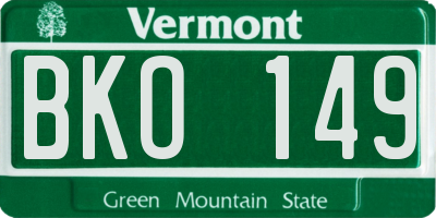 VT license plate BKO149