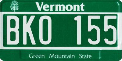 VT license plate BKO155