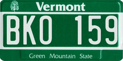 VT license plate BKO159