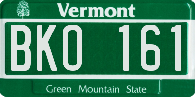 VT license plate BKO161
