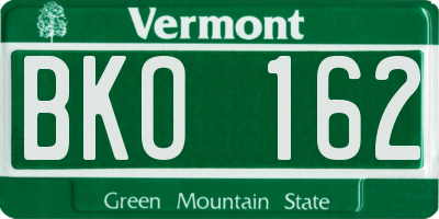 VT license plate BKO162