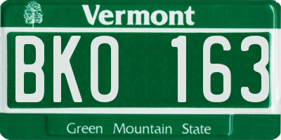 VT license plate BKO163