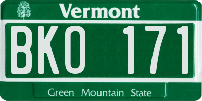 VT license plate BKO171