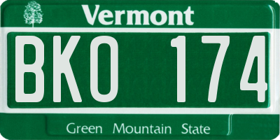 VT license plate BKO174