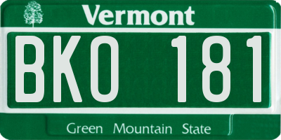VT license plate BKO181