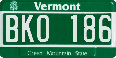 VT license plate BKO186