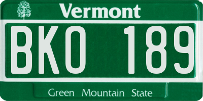 VT license plate BKO189