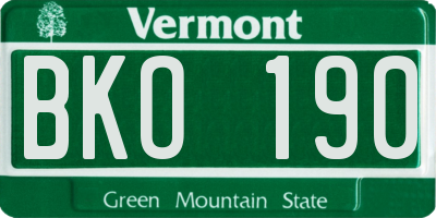 VT license plate BKO190