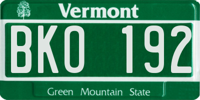 VT license plate BKO192