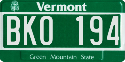 VT license plate BKO194