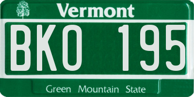 VT license plate BKO195