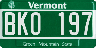 VT license plate BKO197