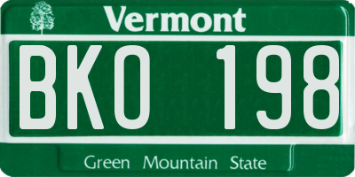 VT license plate BKO198