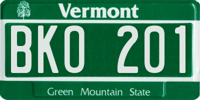 VT license plate BKO201
