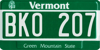 VT license plate BKO207