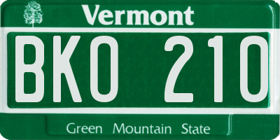 VT license plate BKO210