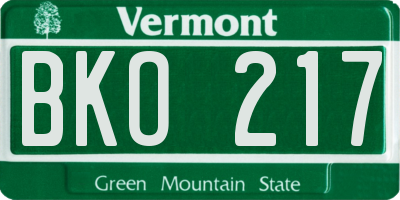 VT license plate BKO217
