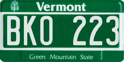 VT license plate BKO223