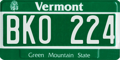 VT license plate BKO224
