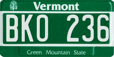 VT license plate BKO236