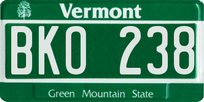 VT license plate BKO238