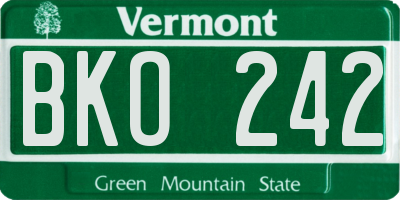 VT license plate BKO242