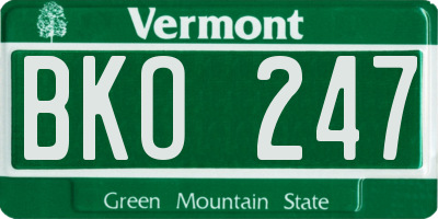 VT license plate BKO247