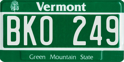 VT license plate BKO249