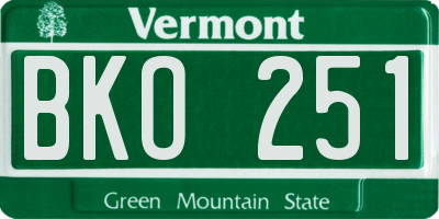 VT license plate BKO251