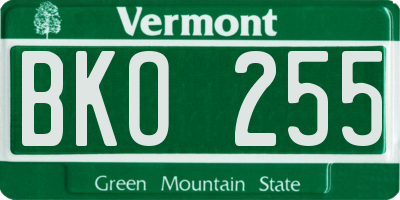 VT license plate BKO255