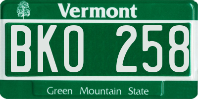 VT license plate BKO258