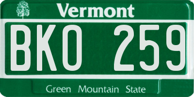 VT license plate BKO259