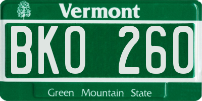VT license plate BKO260
