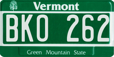 VT license plate BKO262