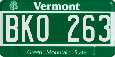 VT license plate BKO263
