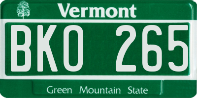 VT license plate BKO265