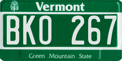 VT license plate BKO267
