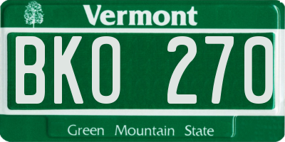 VT license plate BKO270