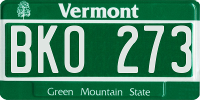 VT license plate BKO273