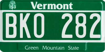 VT license plate BKO282