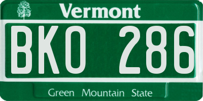 VT license plate BKO286