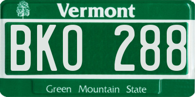 VT license plate BKO288